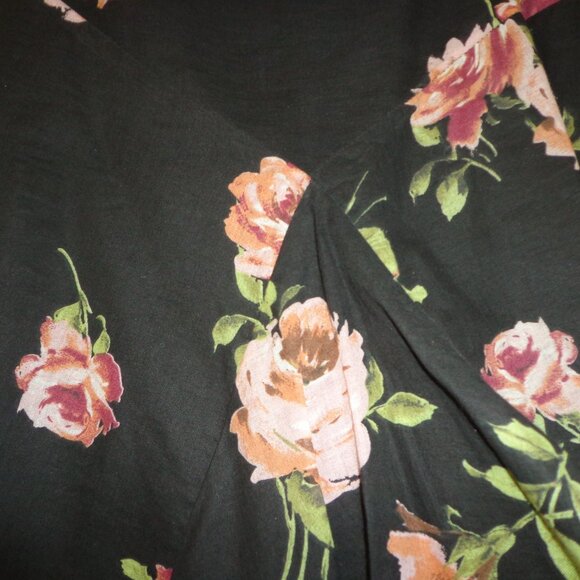 Necessary Objects Skirt S Lined Roses Black Multi Side Zip Closure Flared - Picture 5 of 12